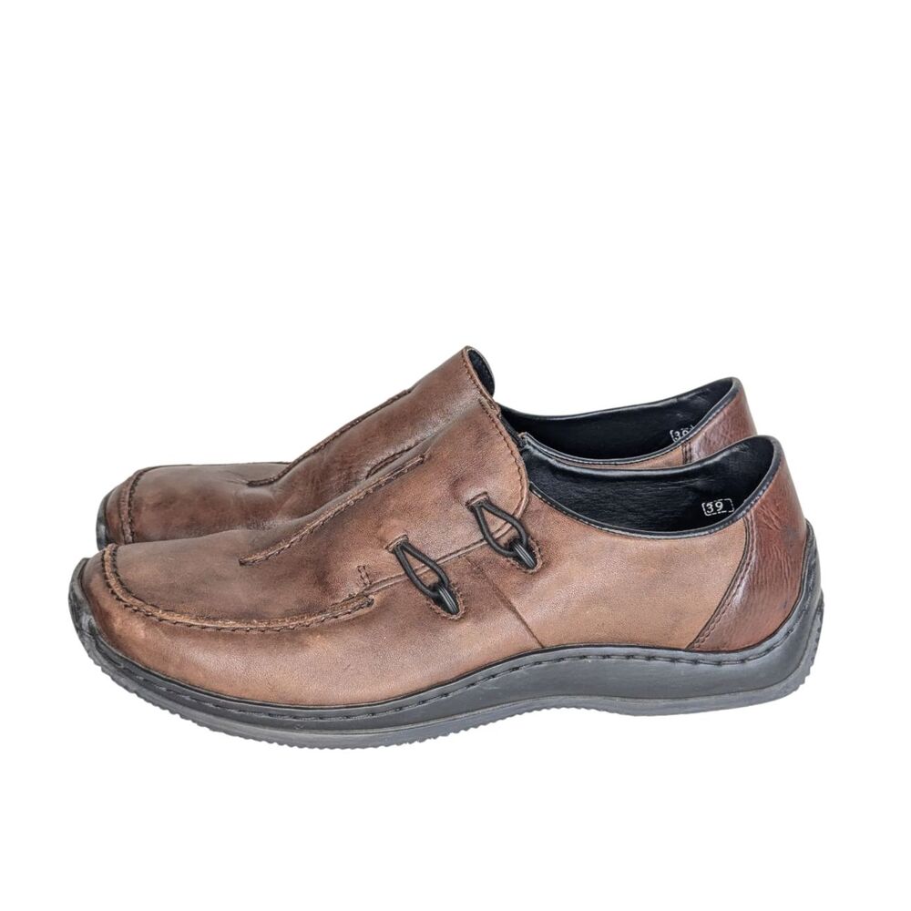 Rieker Celia Antistress Wms EU 39 Brown Leather Slip On Loafer Shoe Comfort